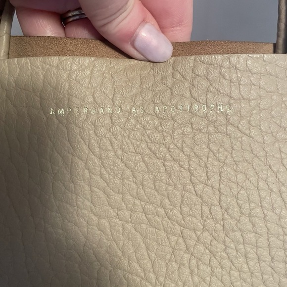 Ampersand As Apostrophe Medium Tan Pebbled Leather Tote Bag Purse Handbag - Picture 2 of 11